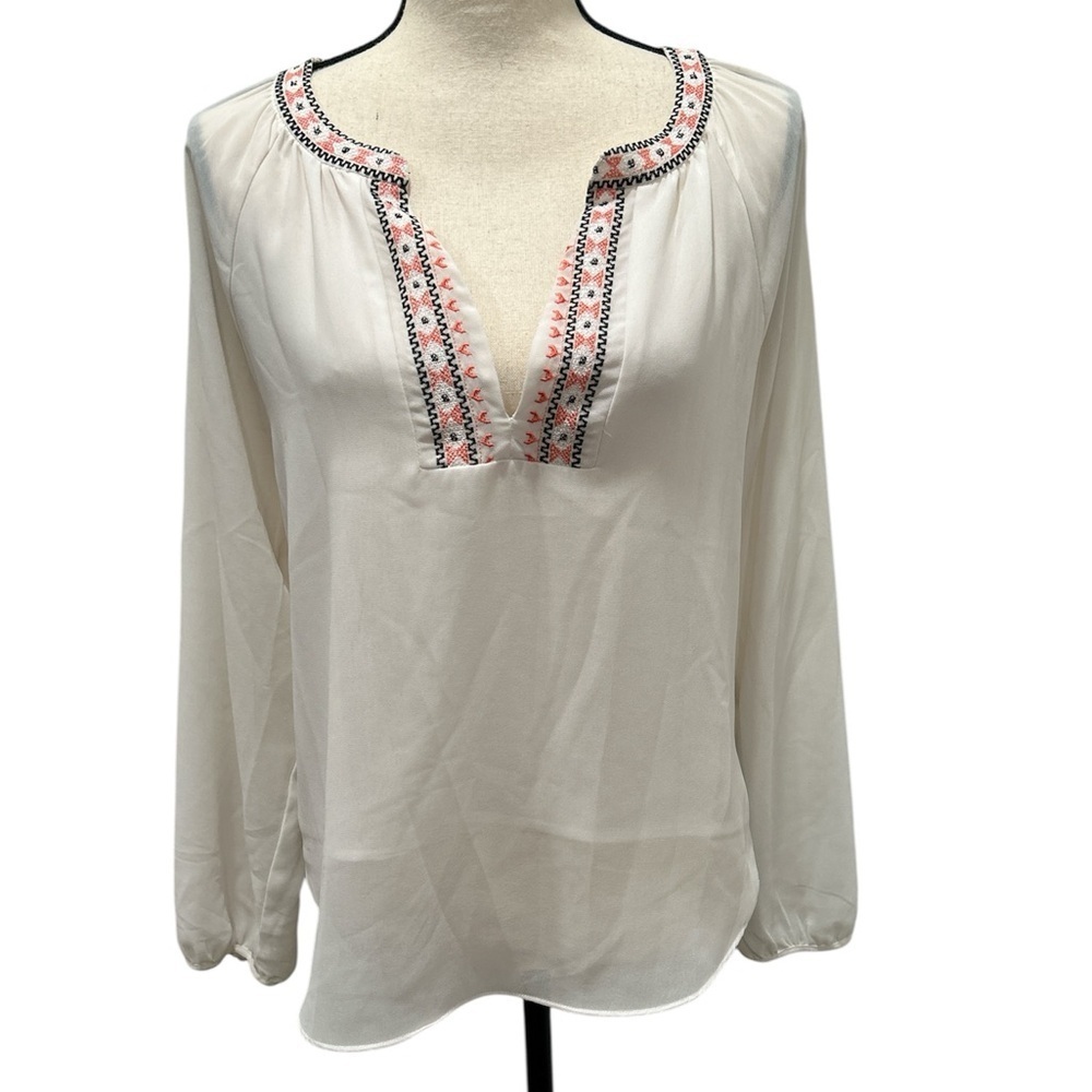 Sanctuary Cream 3/4 Sleeve Embellished Blouse
